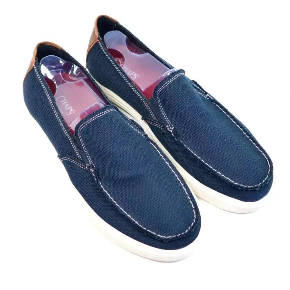 - Chaps Sz 10 Navy Canvas Slip-On Loafers! NEW!